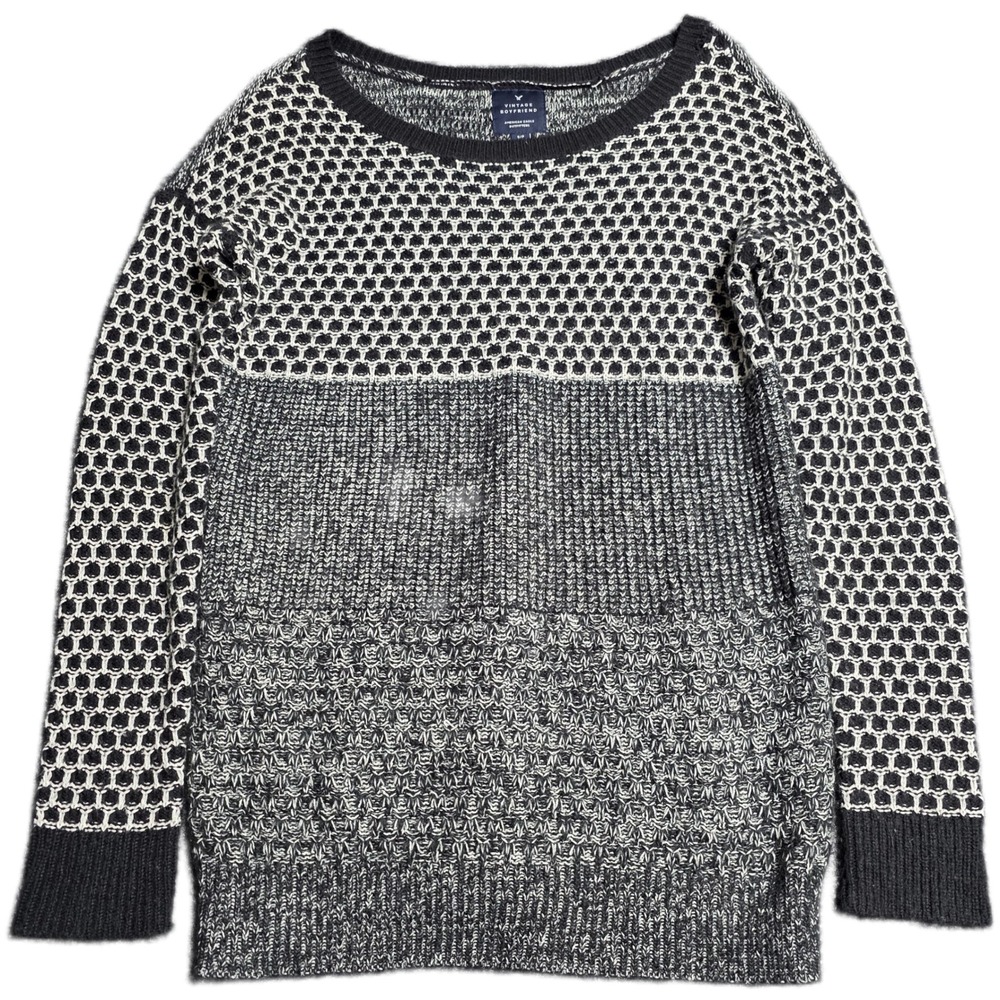 American Eagle Vintage Boyfriend Sweater Women's Size S Black White‎ Honeycomb
